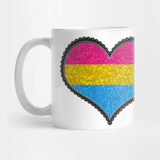 Elegant Pansexual Pride Decorative Heart in Pride Flag Colors Mug